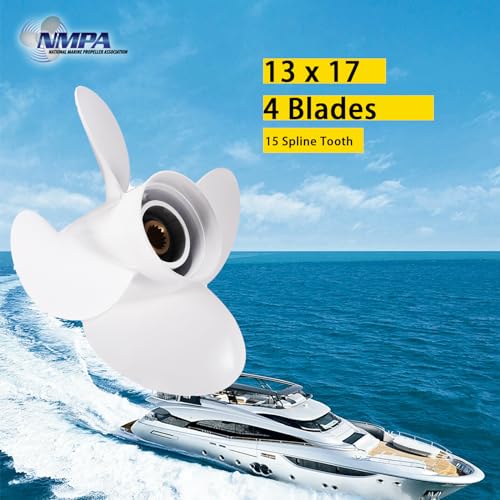 Image of VIF Aluminum Boat Propeller with Yamaha 60HP 70HP 75HP 80HP 85HP 90HP 115HP 130HP Outboard Engines,15 Tooth, Rh