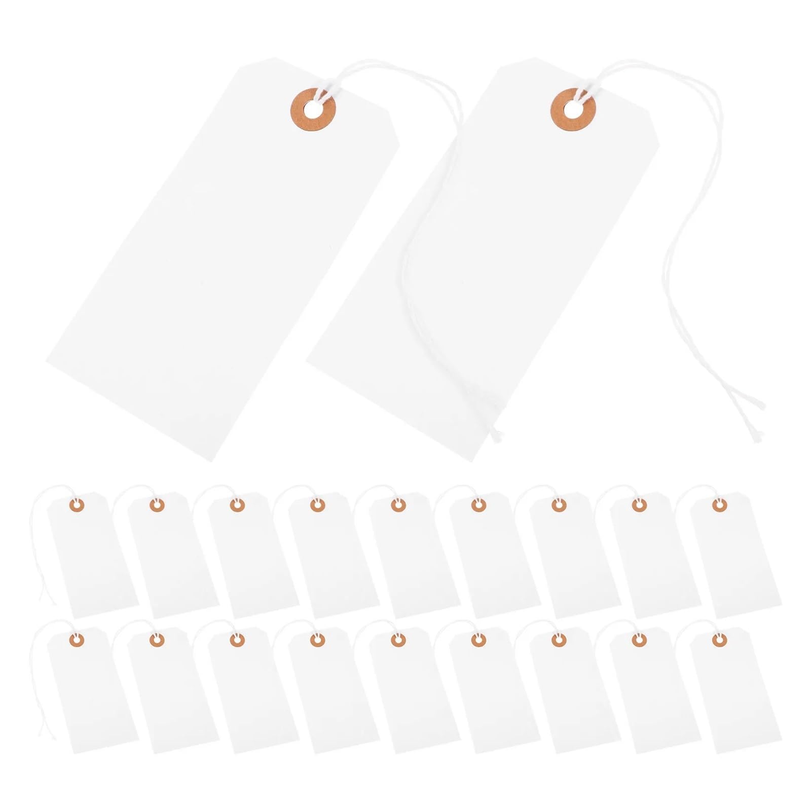 Lot de 200 étiquettes de prix vierges avec ficelle - Étiquettes de prix inscriptibles à suspendre - Carton pour bijoux, vêtements, chaussures, cadeau, inventaire de vente au détail pour affichage du
