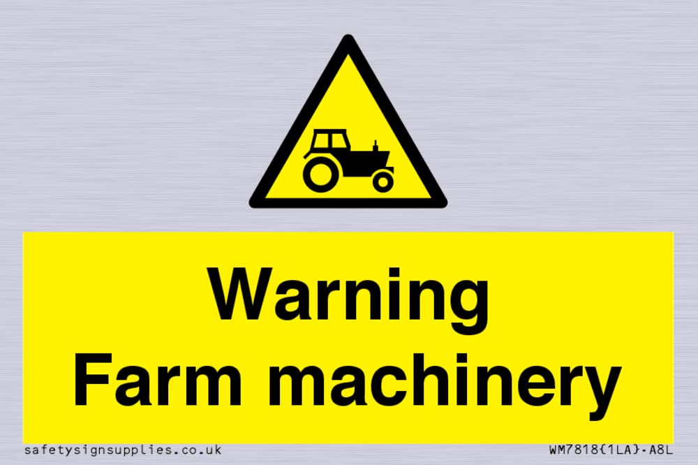 Warning Farm machinery Sign - 75x50mm - A8L