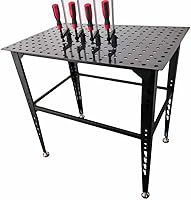 Heavy-Duty 36x24 Inch Welding Table with 4 Clamps, 600lb Capacity & 16mm Holes for Precise Fixturing
