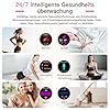 Lgnitek Smartwatch Damen mit EKG+HRV/BMI/Harnsäure, Rund 1,43" AMOLED Gesundheitsuhr mit 24H ΒΙυtdrυck Schlafmonitor Menstruationszyklus Fitness Tracker iOS Android, Schwarzes Milanaise-Armband
