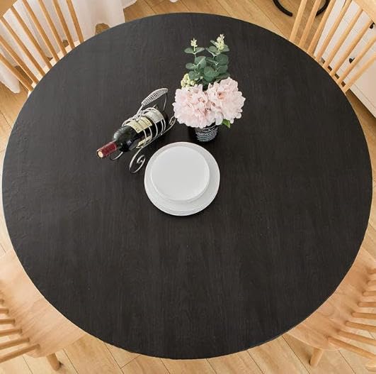 Walrus Round Vinyl Fitted Tablecloth with Flannel Backing Elastic Edge Design Table Cover Waterproof Oil-Proof PVC Table Cloth Stain-Resistant Best for 37"-44" Round