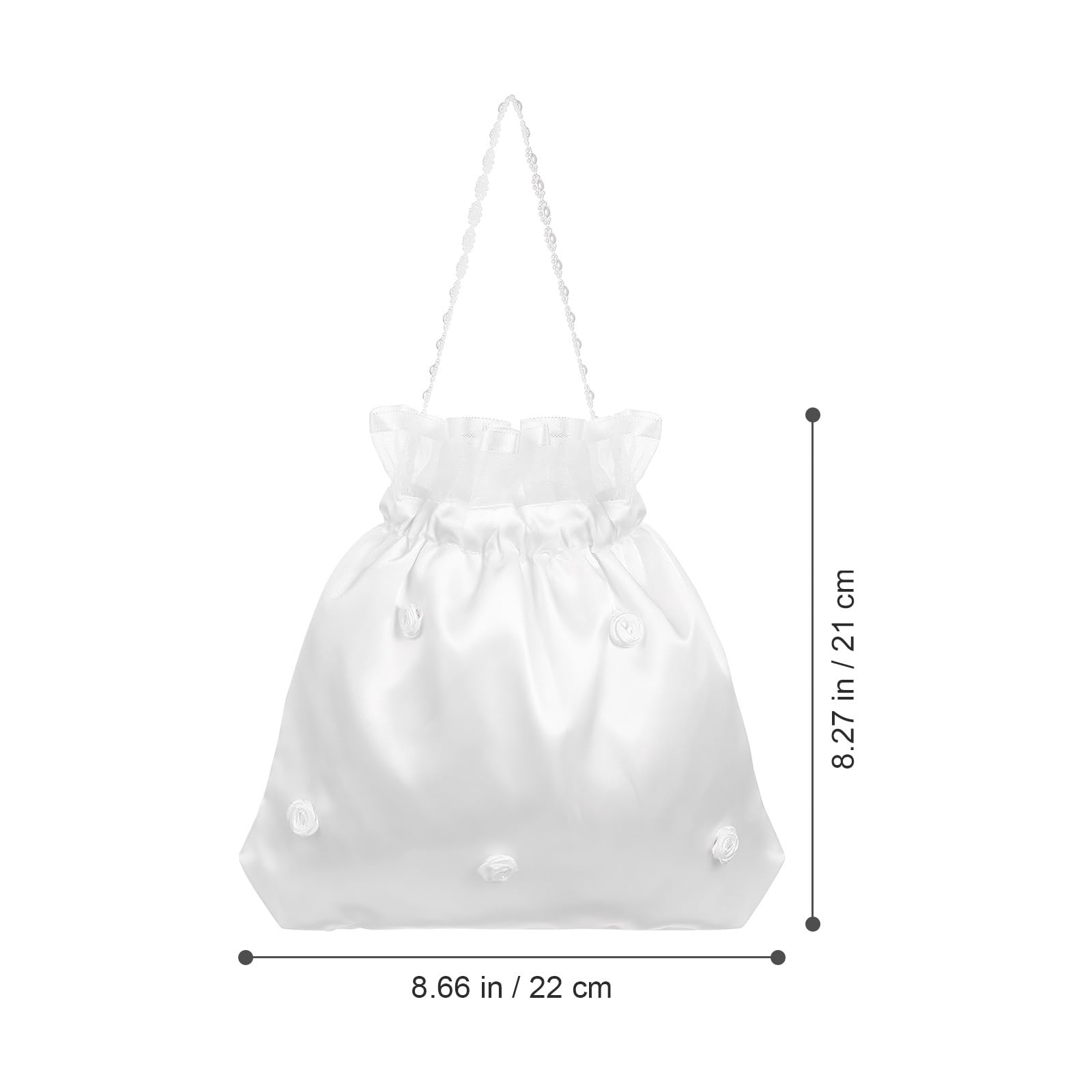 DOITOOL Bridal Dolly Bag Satin Flower Decorated Handbag for Wedding Bride Bridesmaid 8.66X8.26X0.19In Elegant Evening Purse for Wedding Day Essentials - Image 3