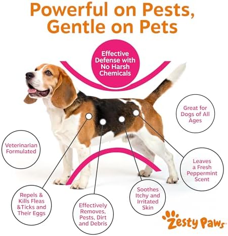 Zesty Paws Flea and Tick Shampoo for Dogs - Veterinarian Formulated Flea Shampoo for Dogs to Kill Fleas, Ticks & Their Eggs - Soothes Itchy & Irritated Dog Skin - Cedarwood, Rosemary & Peppermint Oil — view 2