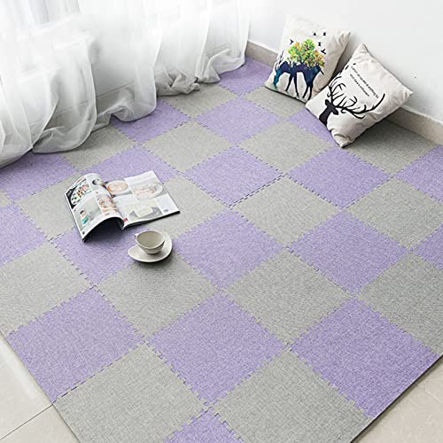 30 Pcs Interlocking Carpet Tiles With Border- 0.39“ Thick Exercise Equipment Mats For Home Gym And Fitness Room- Protective Flooring Mat(Color:purple+Light Grey) #TOP17