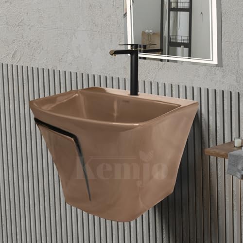 Image of Wall Mounted Wash Basin for Bathroom | Wall Hung Wash Basin /Sink (15.35 x 16.14 x 13 Inch, SFKOP - 225)