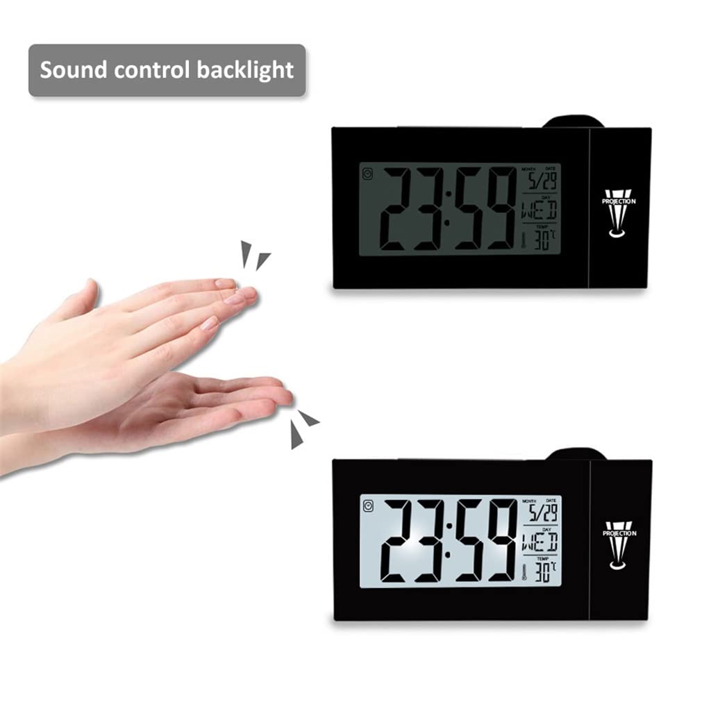 LELED Digitaler Projektionswecker, Temperaturthermometer, Desktop-Zeit, Datumsanzeige, Projektor-Kalender (D 147 x 55 x 89 mm)