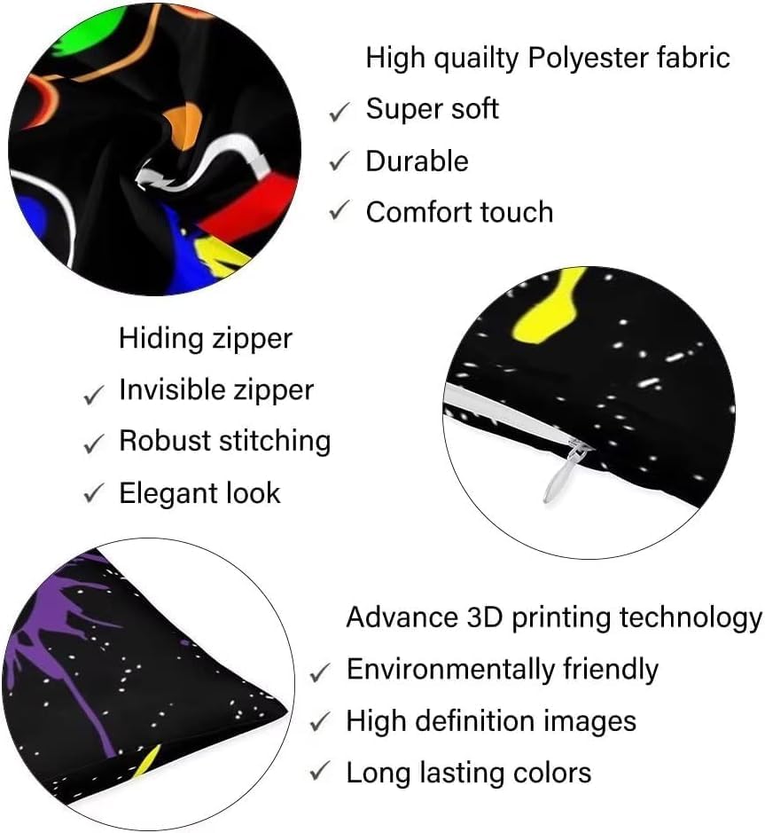 Miniatura 6 de NANILALA Juego de 2 fundas de almohada de tamaño Queen con estampado de videojuegos para niños, fundas decorativas estándar con cremallera para