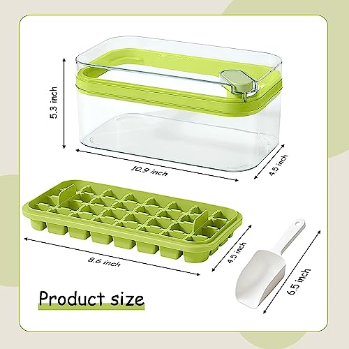 Image of Press-Type Ice Cube Tray with Lid & Storage Bin - 64 Grid Food-Grade Ice Cube Mold for Cold Drinks & Summer Beverages