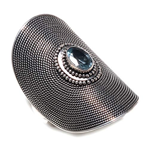 Bague topaze bleue en argent 925 style boho chic - 3