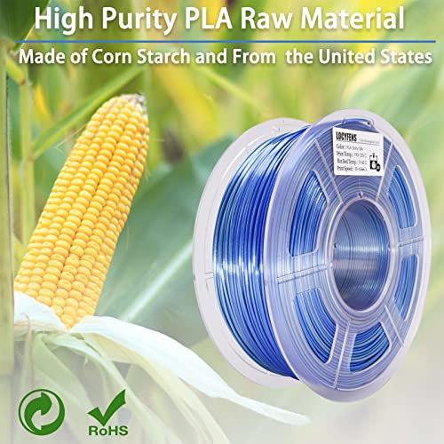 Image of PLA 3D Printer Filament, PLA Filament Silk Silver Shiny Blue PLA Filament 1.75mm + /- 0.02mm, 3D Printing Filament 1kg /2.2lbs
