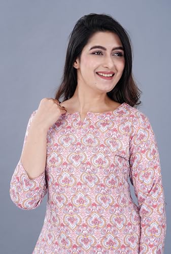 Image of Amazon Brand - Tavasya Womens Ethnic Print Cotton Straight Co-ord Set with Pocket | Casual Wear |3 /4th Raglan Sleeve | Regular Fit