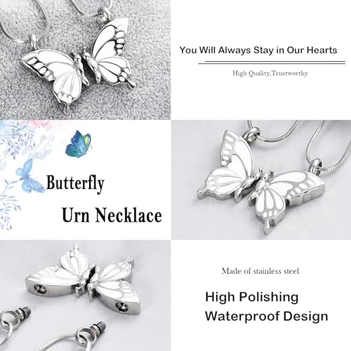 Hearbeingt Cremation Jewelry Butterfly Urn Necklace for Ashes for Women Men, Memorial Lockets Ash Jewelry, Keepsake Urn Pendants for Human Ashes Adult2