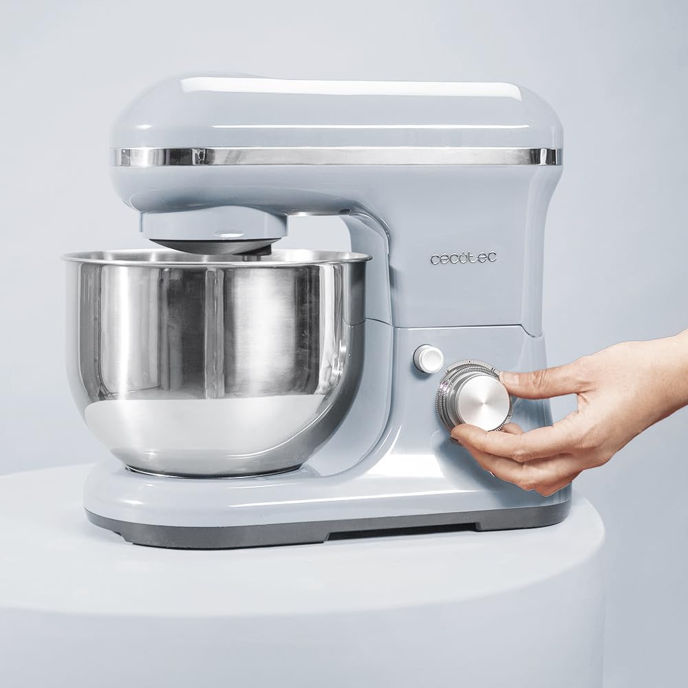 Cecotec Batidora Amasadora Cecomixer Merengue 5L 1200 Azul, 1200 W en 6 Niveles, 5 Funciones, Movimiento Planetario, Diseño Elegante, Bol de Acero de 5 L y Accesorios para Batir y Amasar - 3