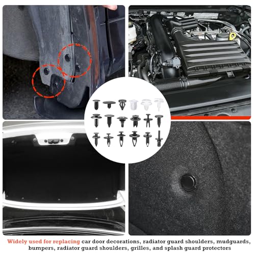 Image of Car Retainer Clips & Fasteners Kit - 18 Universal Sizes Nylon Bumper, Fender Rivets, Door Panel Clips, and Plastic Rivets with Removal Tool for Toyota, Ford (415pcs)