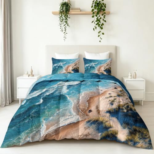 Edredón de 7.5 tog reversible de olas de playa 200x200 cm ligero 2