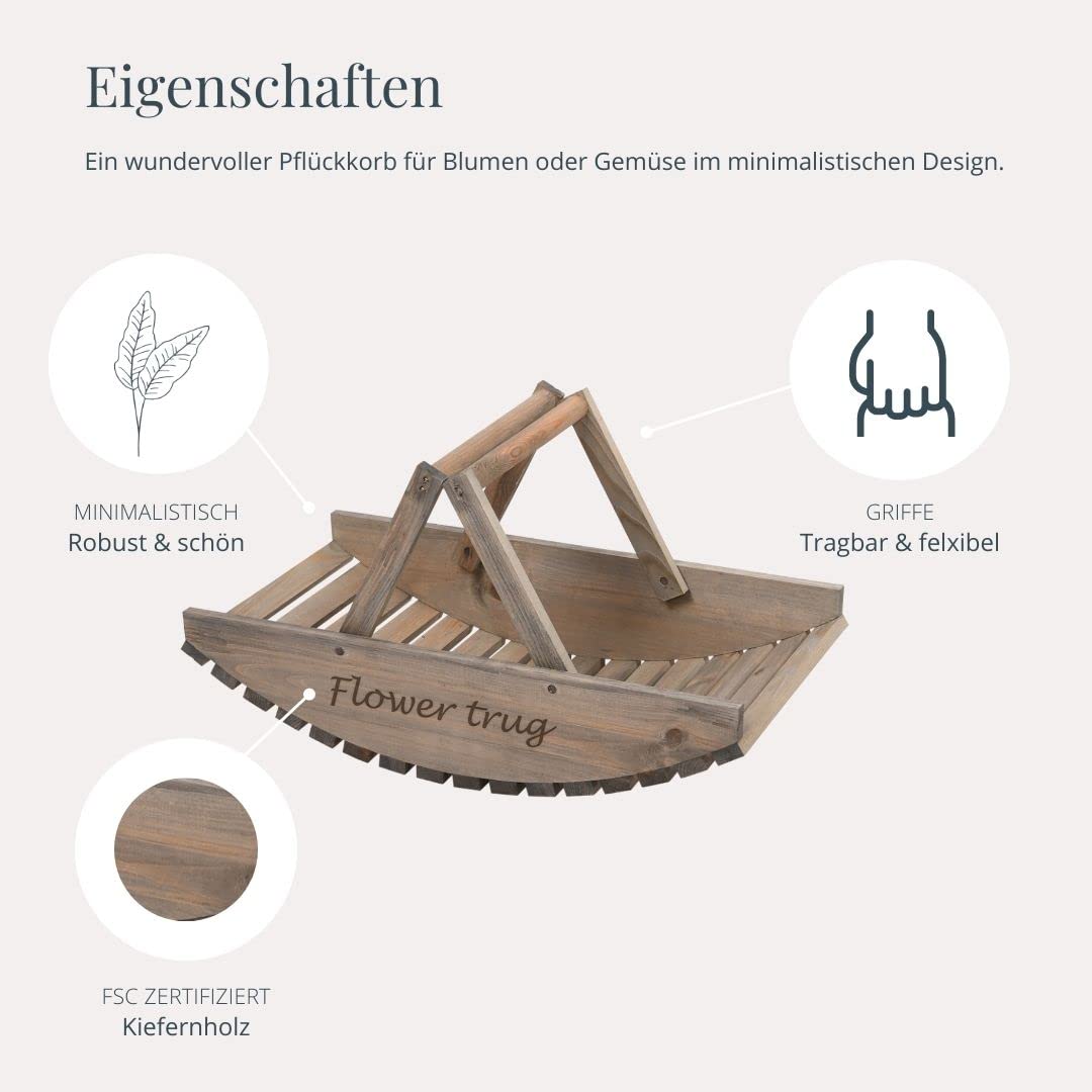 Esschert Design Flower Trug Corbeille à Fleurs en Bois de pin 52,8 x 28,1 x 12,2 cm