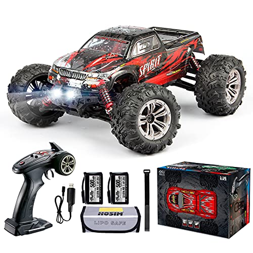 Hosim 1:16 Scale 36+ kmh High Speed RC Trucks for Adults - 4WD Electric Off-Road Waterproof RC Cars Radio Control Vehicle with 2 Batteries All Terrian RC Monster Trucks for Boy(Red)
