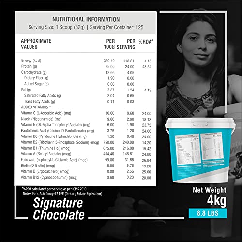 Image of HF Series Signature Whey Protein Powder | With Added EAA and Glutamine|125 SERVINGS|Build Lean and Bigger Muscles|4Kg (SIGNATURE CHOCOLATE)