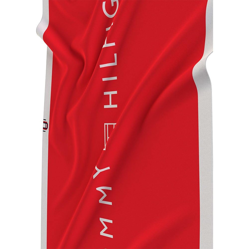 Tommy Hilfiger Telo mare piscina spa spugna di cotone con stampa cm.180x100 (circa) articolo UU0UU00074 towel, XJD Daring scarlet, Taglia unica