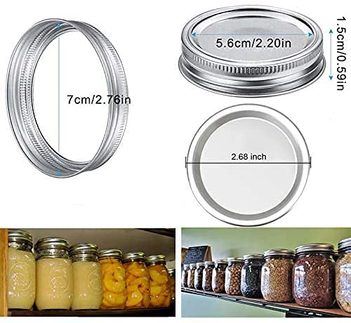 OTTOPT Canning Lids and Rings Regular Mouth -Mason Jar Lids Regular Mouth with Silicone Seals Rings for Ball or Kerr Jars, Rust-Proof Split-Type Leak Proof, Silver24 Count (Lids&Rings)