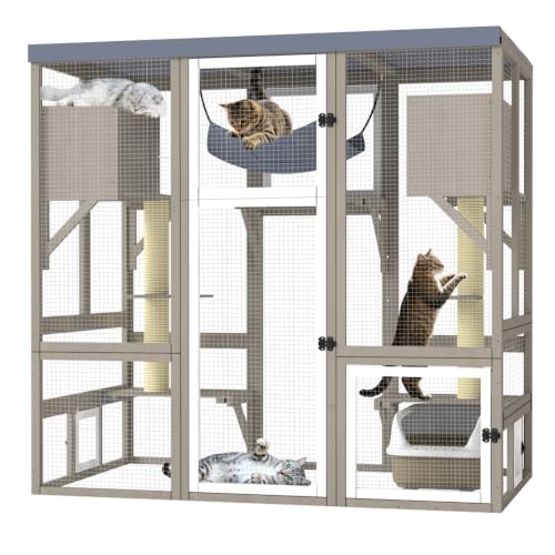 Image of PetsCosset 61.5 inch L Walk-in Catio Outdoor Cat Enclosure for Multiple Cats