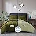HIG 3pc Olive Green Queen Comforter Set - All Season Reversible Down Alternative Comforter with Two Shams - Quilted Duvet Insert with Corner Tabs - Box Stitched - Breathable, Soft, Fluffy