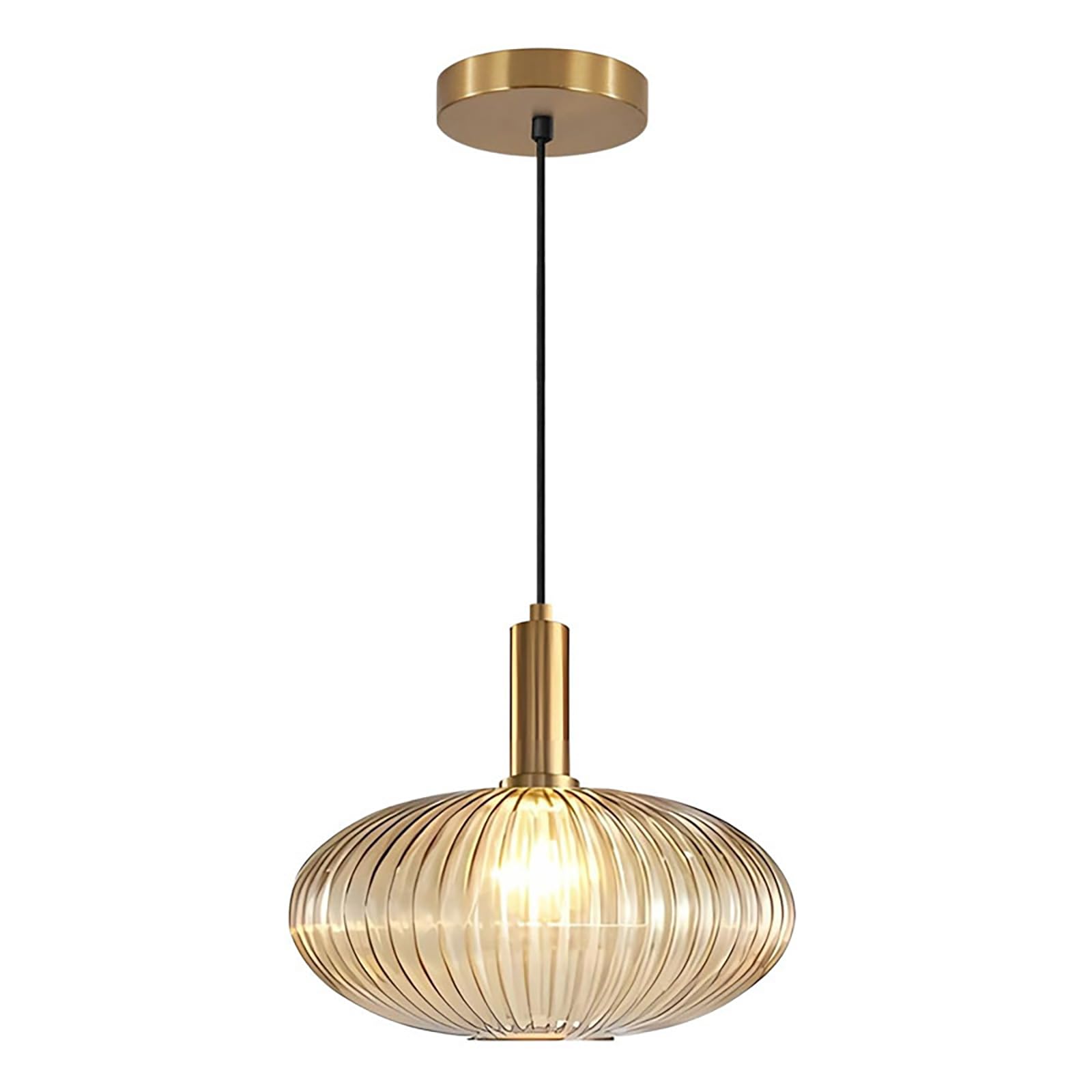 Tropibed Vintage Glass Pendant Light Fixtures Glass Pendant Ceiling Light for Kitchen Island Bedroom Dining Room Creative Glass Pendant Light Shade Retro Ceiling Hanging Lamp (Amber, 30cm) — image 1