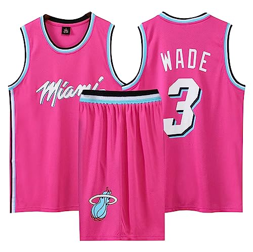 2 Teiliges Kinder/Erwachsener Basketball Set,Kinder/Erwachsener ärmelloses Atmungsaktives Basketball Shorts und T-Shirt 3# Kinder/Erwachsener Basketball Jersey & Basketball Shorts Rosa XS