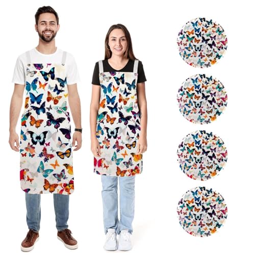 Tabliers de cuisine papillons lot de 2 avec poches pour homme et femme