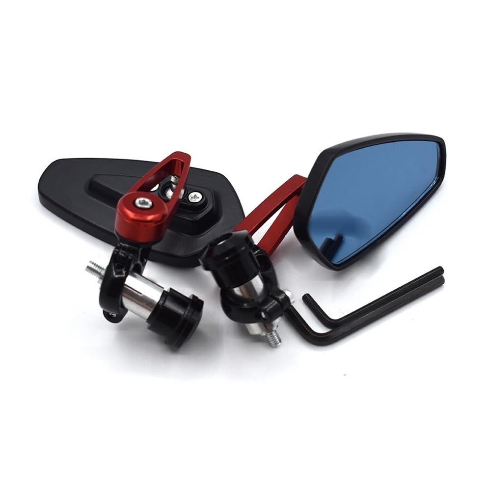 Rétroviseur Moto 22mm Rouge Réduit Angle Mort FZ6 MT07 MT09