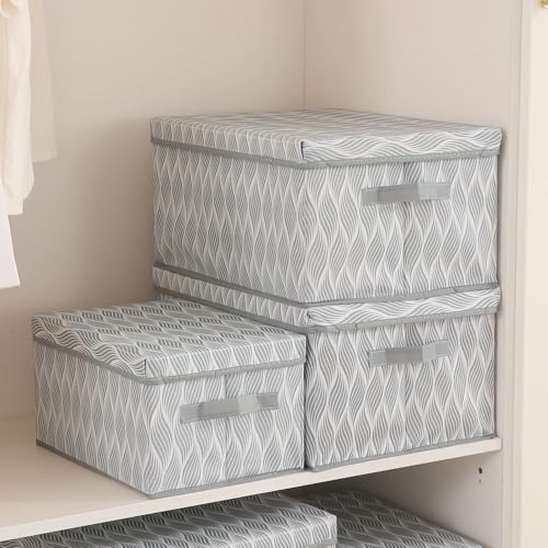 Image of HOKIPO Cloth Organiser for Storage - Under Bed & Wardrobe Organizer Storage Box with Lid | Non-Woven, Moisture-Resistant, Foldable | Pack of 1 Medium (AR-5813)