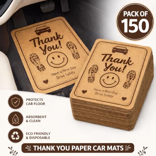 Image of HOMNIX Disposable Paper Car Floor Mats | Universal Foot Mat Sheets for Cars, SUVs, Trucks & Scooters | Brown Protective Automotive Floor Cover for Service, Rental & Detailing Use | Pack of 150