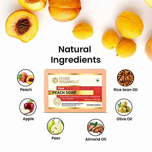 Image of Khadi Organique Peach Soap with the Power of Essential Oil - Pack of 3