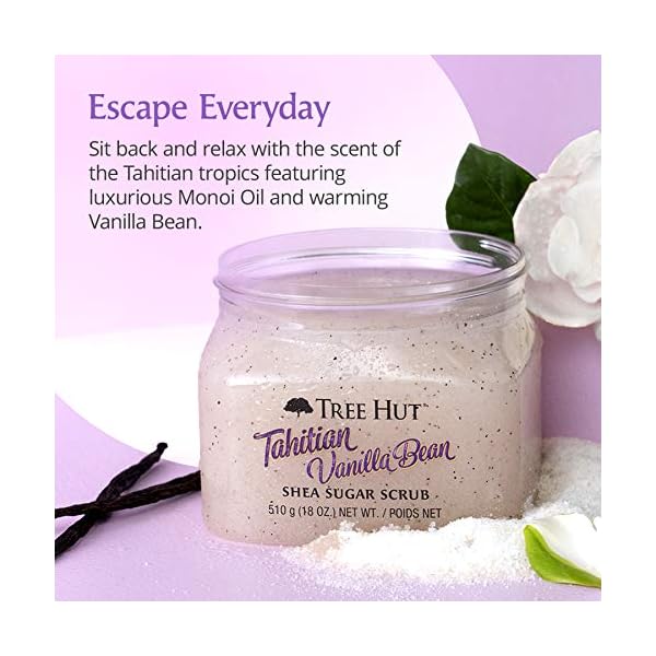 Tree-Hut-Tahitian-Vanilla-Bean-Shea-Sugar-Scrub-Tahitian-Vanilla-Bean-18-Oz Tree Hut Tahitian Vanilla Bean Shea Exfoliating Sugar Scrub, Tahitian Vanilla Bean, 18 Oz