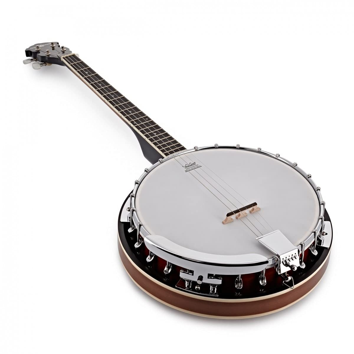 Banjo von Gear4music Tenor 4 String mit Finger Plektren und Stimmgerät