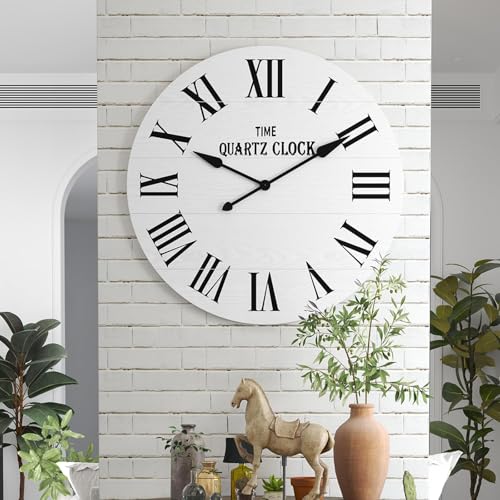 ARTPOWER Large Farmhouse Wall Clock, 35.5” Shiplap Wall Clock with