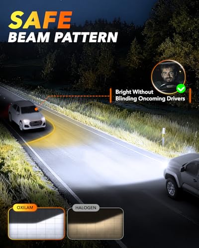 Image of OXILAM H11 /H8 LED Light Bulbs, 1000% Brighter H11 Fog Bulb, 60,000Hrs Lifespan, 3 MIN Direct Plug, IP68, Anti-Flicker LED Light for Cars Trucks SUVs, Pack of 2