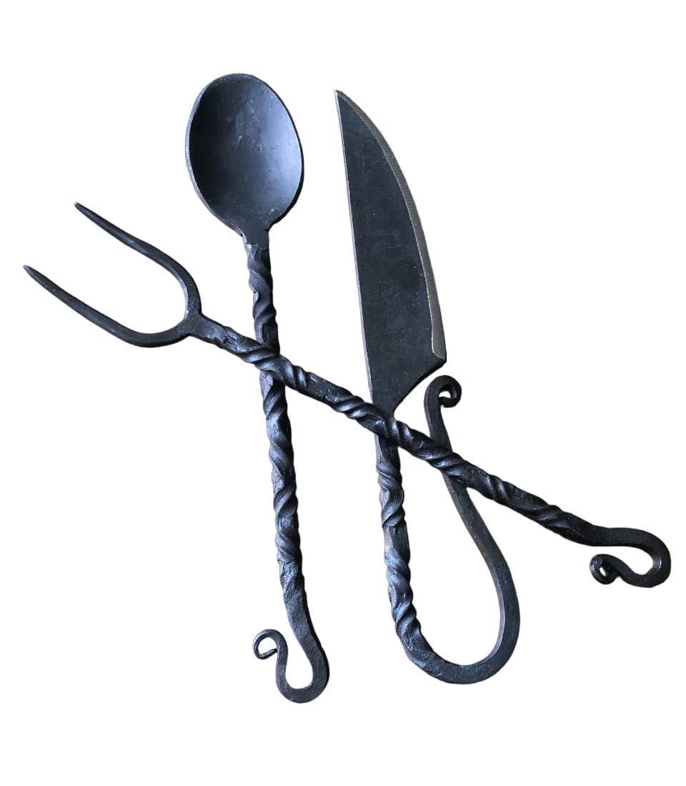 Amazon.com | Hand Forged Medieval Iron Eating Cutlery Set, Viking Feast
