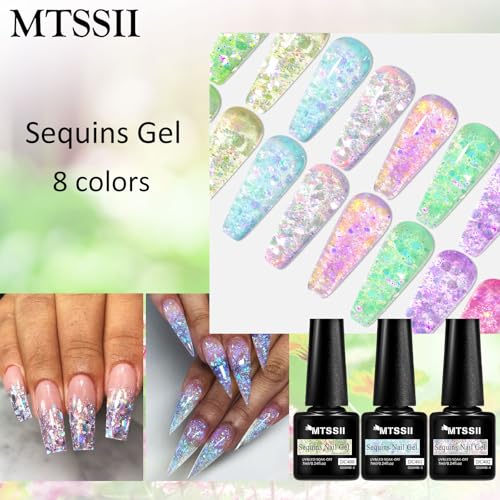 Set de esmaltes de gel jelly glitter 8 piezas miniatura 3