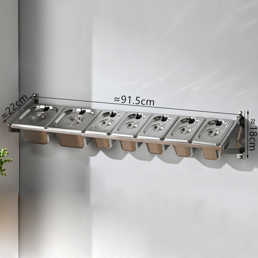 Estante de especias de acero inoxidable montado en la pared, solución de almacenamiento retráctil para condimentos y especias, 10,2 cm de profundidad, organizador de cocina, 36 x 8,7 x 7 pulgadas
