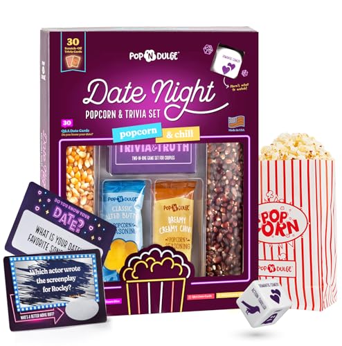 Date Night Scratch Off Cards Movie Popcorn Gift Set, Best Couples Gift Ideas, 30 Date Night Scratch Off Cards, Movie Night Dice Game, Popcorn Kernels & Gourmet Seasoning, Couples Gifts, Kosher