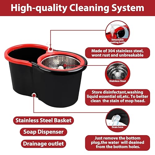 image for Gzdisbek Spin Mop and Bucket with Wringer Set, 360 Spinning Mop Bucket