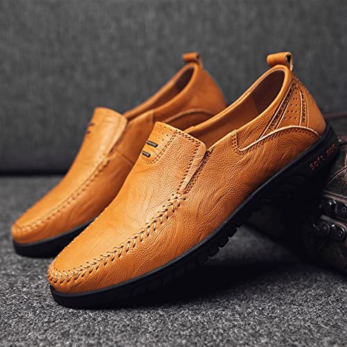 Easy to Put and Remove Driving Moccasins for Men Stitching Details Loafer Shoes Leather Resistant Lightweight Anti-Slip Flexible Walking Slip On for All Occasions3