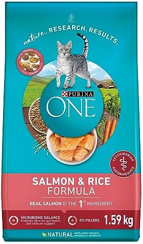 Purina ONE Natural Dry Cat Food, Salmon and Rice 1.59kg Bag