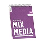 DIN A4 Römerturm Mix-Media-Block, DIN A4, 300 g/m², weiß, leicht rau, spiralgebunden, 25 Blatt