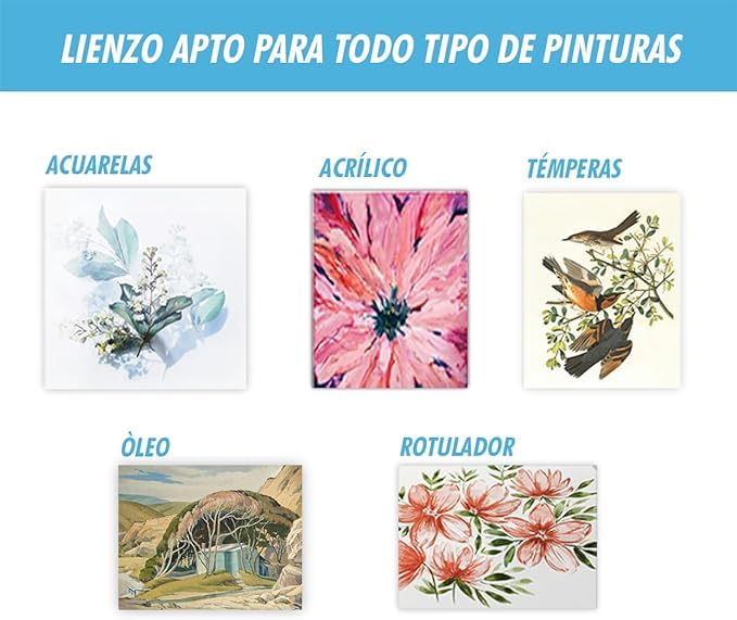 CHELY INTERMARKET MOD560 Lienzos Para Pintar 60X120 CM Pack 4 Unidades Bastidor Madera 16 MM Algodón Blanco Preimprimado Profesional Para Acrílico Óleo Manualidades Bellas Artes Artistas Aficionados