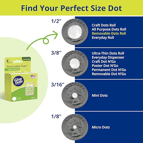 Image of Glue Dots, Removable Dots, Double-Sided, 1 /2 inch, .5 Inch, 200 Dots, DIY Craft Glue Tape, Sticky Adhesive Glue Points, Liquid Hot Glue Alternative, Clear