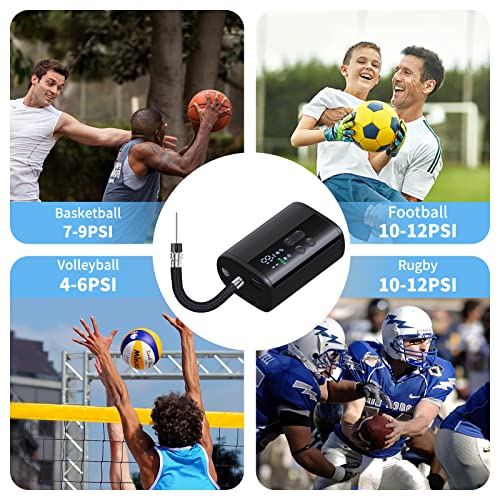 Pumteck Electric Ball Pump, Portable Sports Ball Pump With Precise Pressure Gauge And Emergency Power Bank,2 Pins And 1 Nozzle, 4 Preset Modes For Basketball, Soccer, Volleyball And Football #TOP3