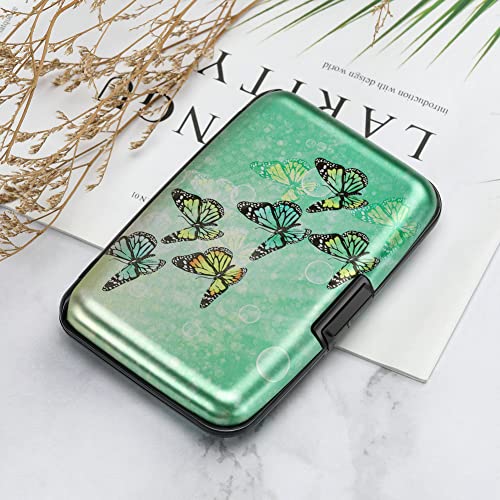 Image of Elfish Mini RFID Aluminum Wallet Credit Cards Holder Business Card Case Metal ID Case for Men Women, Fly Butterfly